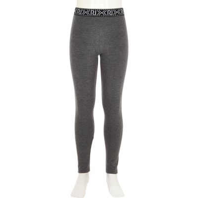 Girls black and grey leggings two-pack